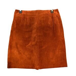 Vintage The Limited 100% Leather Skirt Sz 12 Brown Suede Pencil Y2K 2000s
